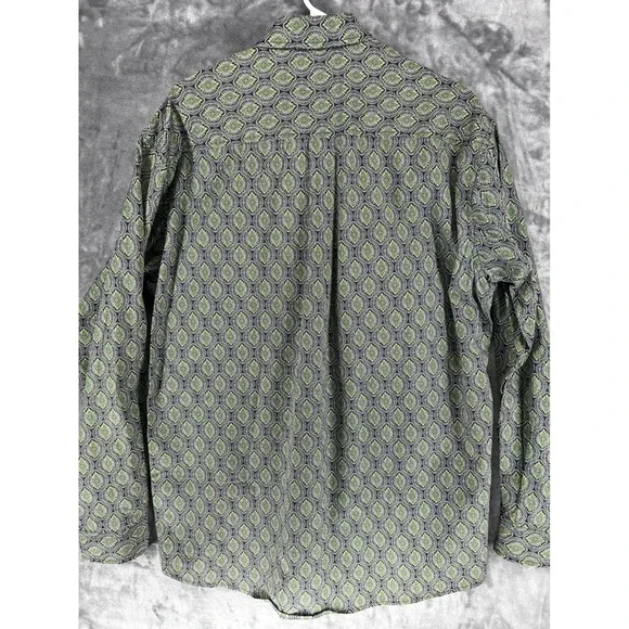 Cinch Mens Long Sleeve Button Down Shirt Green Paisley Print Size L - Picture 6 of 7